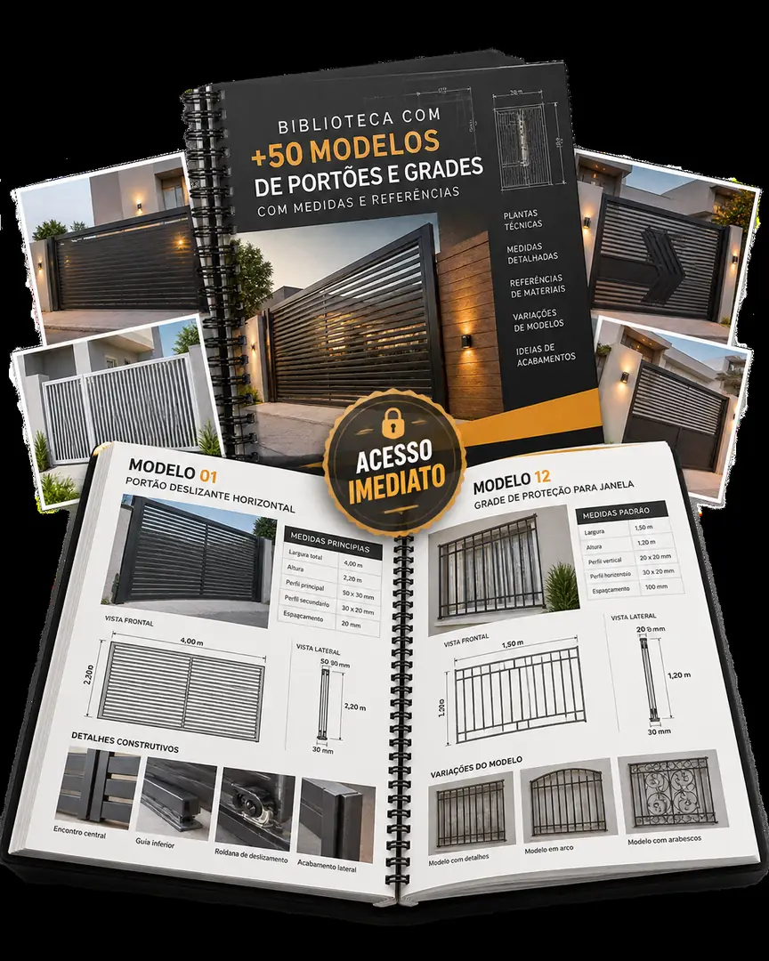 Plano Básico — +50 Modelos de Portões e Grades para Serralheiros com Medidas e Referências